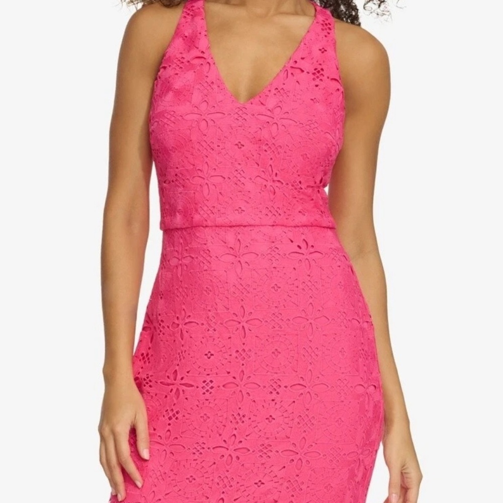 Siena Women's Eyelet-Lace Tasseled-Hem a-Line Dress - Pink - SZ 4 New